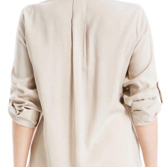 Max Studio Crinkle Roll Tab Utility Shirt Taupe Size Small - Picture 2 of 8
